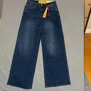 Faded State Low Rise Wide Leg Studded Wing Blue Denim Jeans Womens Size 7 NEW